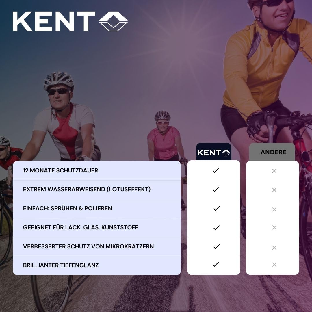 KENT BIKE Nano Graphene Coating –- Oberflächenbeschichtung für Fahrräder & E-Bikes – Pflege & Schutz bis zu 365 Tage – Versiegelung & Schmutzabweisung – Hochglanz-Finish mit Tiefeneffekt