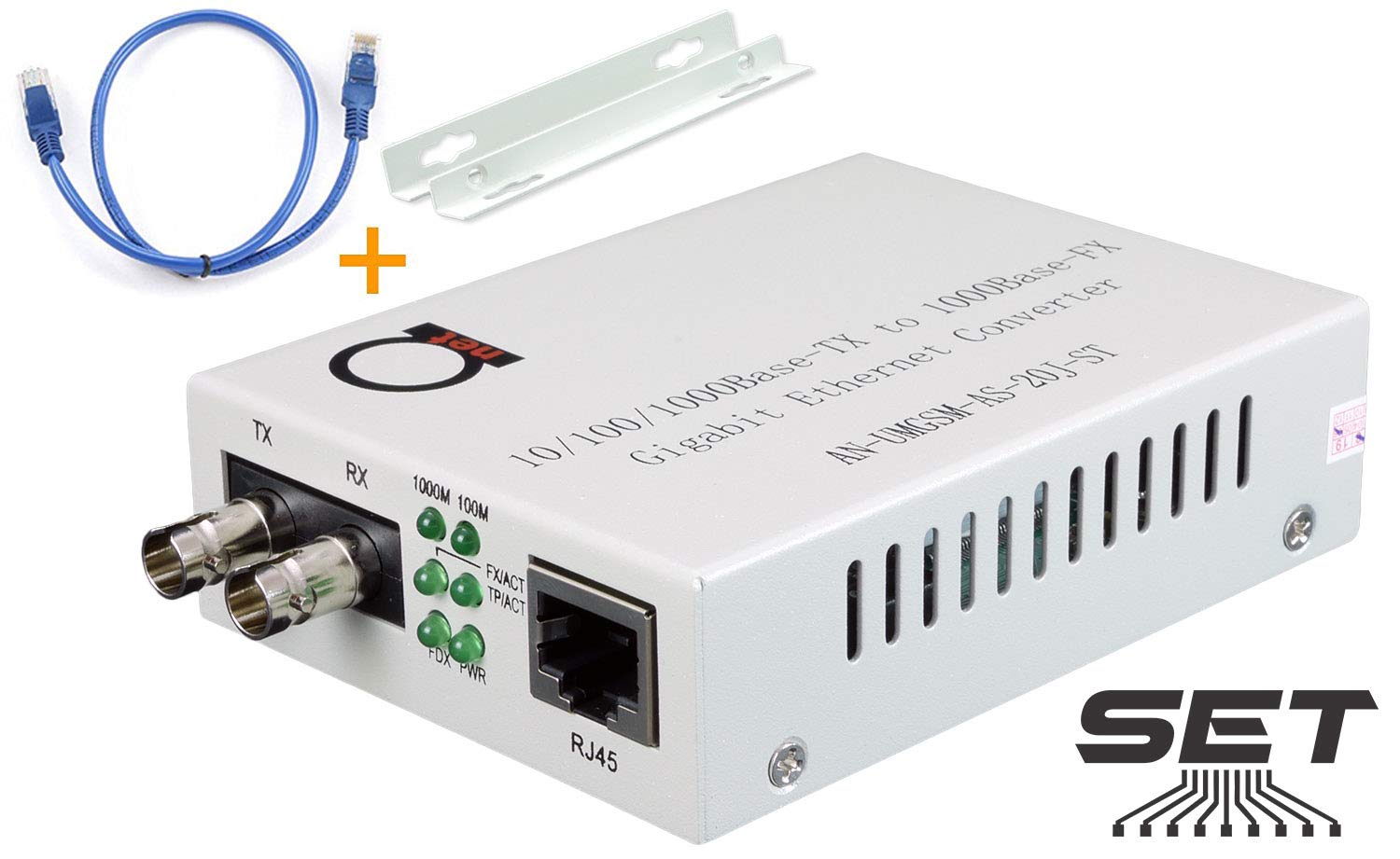 Single Mode ST Gigabit Fiber Media Converter - Built-in Fiber Module 20 km (12.42 Miles) ST ââ‚¬â€œ to UTP Cat5e Cat6 10/100/1000 RJ-45 ââ‚¬â€œ Auto Sensing Gigabit or Fast Ethernet - Jumbo Frame - LLF Support