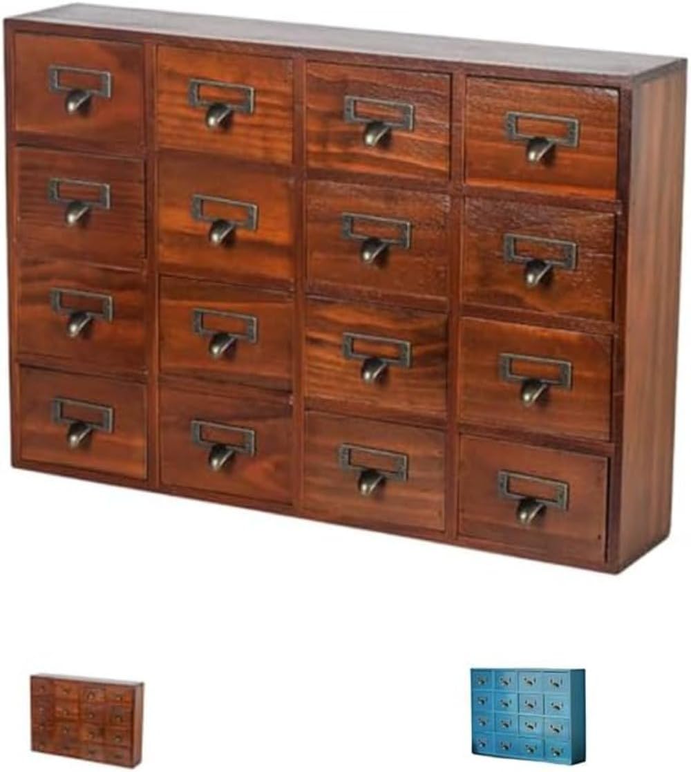 卓上収納ボックス 引き出し付き 小物収納 アンティーク調 木製 ミニ卓上キャビネット 多機能 大容量 [並行輸入品]