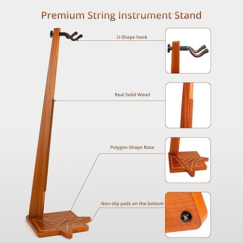 Miniatura 3 de Soporte de guitarra de madera, soportes universales para guitarra hechos a mano, soporte para guitarras acústicas, eléctricas y clásicas, accesorios