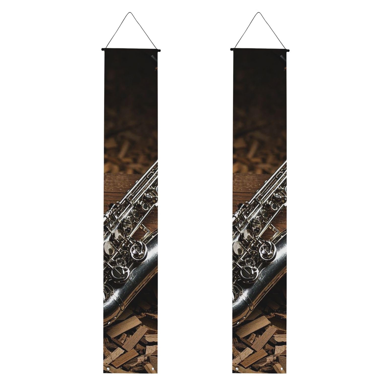 saxophone Porch Banner 2PCS, Summer Hanging Flag Party Porch Sign Front Door Hanging Decorations for Indoor Outdoor Holiday Yard Decor Wall Backdrop 71 x 12 Inch