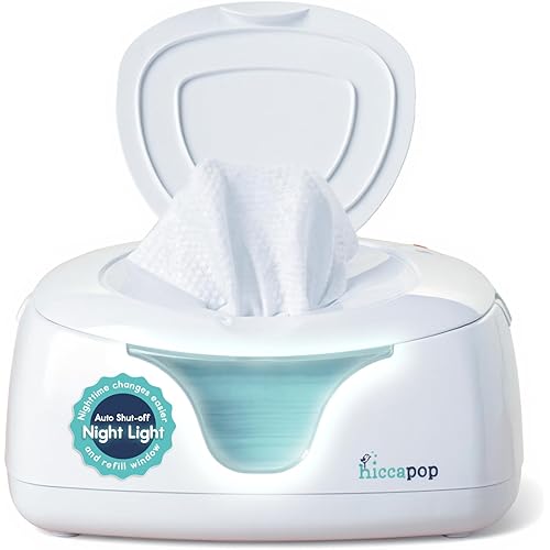 Hiccapop Baby Wipe Warmer and Baby Wet Wipes Dispenser | Baby Wipes Warmer for Babies | Diaper Wipe Warmer with Changing Light, White