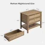 SICOTAS Ensemble de stands de nuit 2, Table de chevet Rattan avec tiroirs et plateau de rangement - Boho Table de chevet Table latérale étroite pour chambre, petite Space