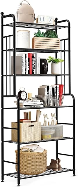6 Tier Metal Standing Shelf Unit Storage, Upgrade Bakers Rack Pantry Shelves Organizer Bookcase, Heavy Duty Shelving Unit Plant Stand Flower Display for Indoor Outdoor Laundry Balcony Kitchen