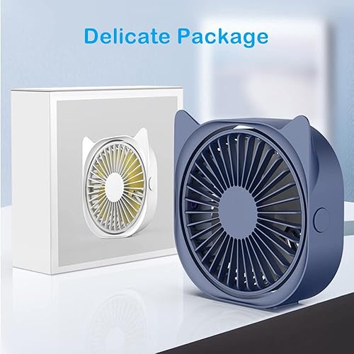 Miniatura 7 de Ventiladores de escritorio personal pequeños y silenciosos, mini ventilador de escritorio, alimentado por USB, 3 velocidades de viento, rotación de