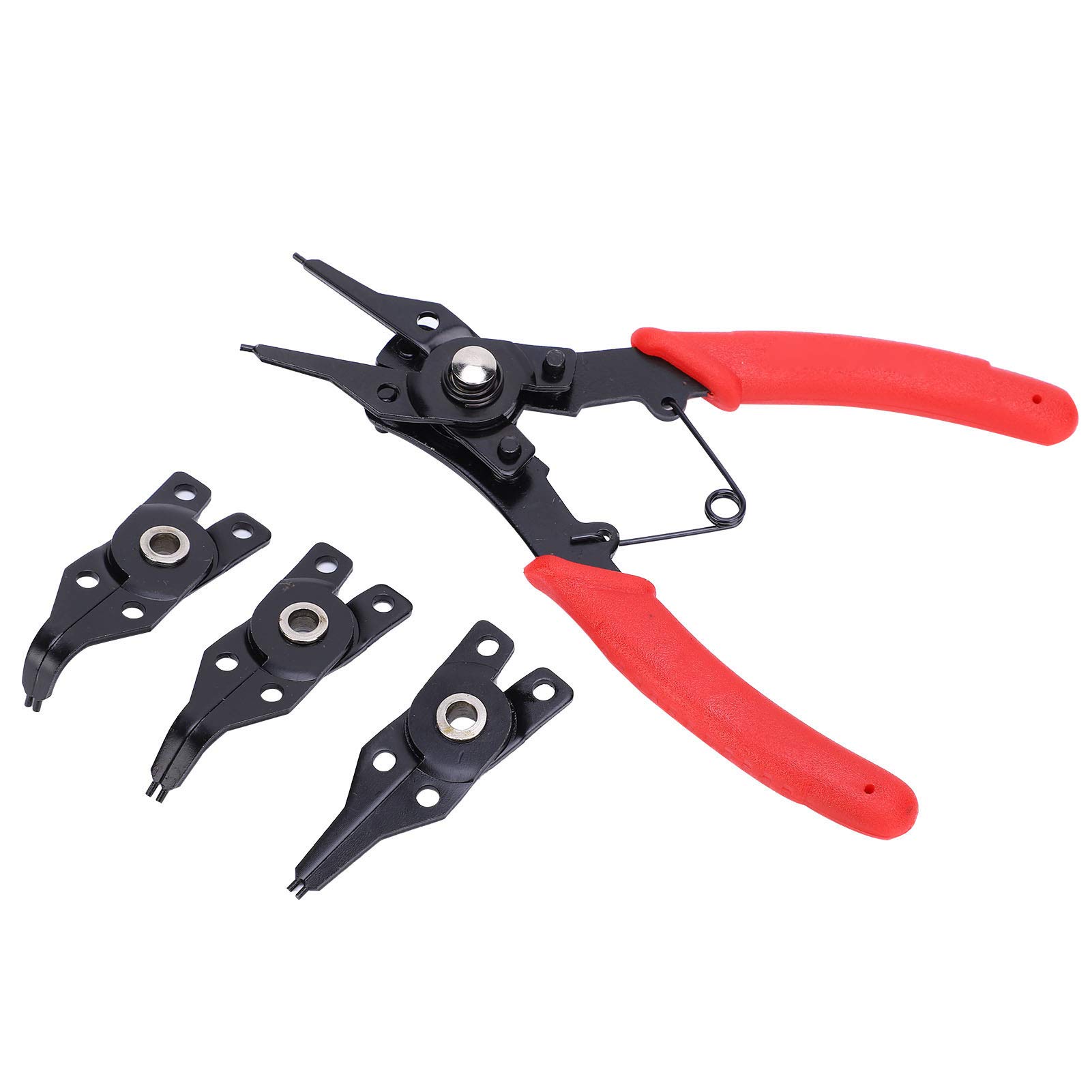 Pinces 4 En 1 Acier Carbone - 150mm - Pour Anneaux élastiques, Remplacement De Joints - Avec Têtes De Rechange