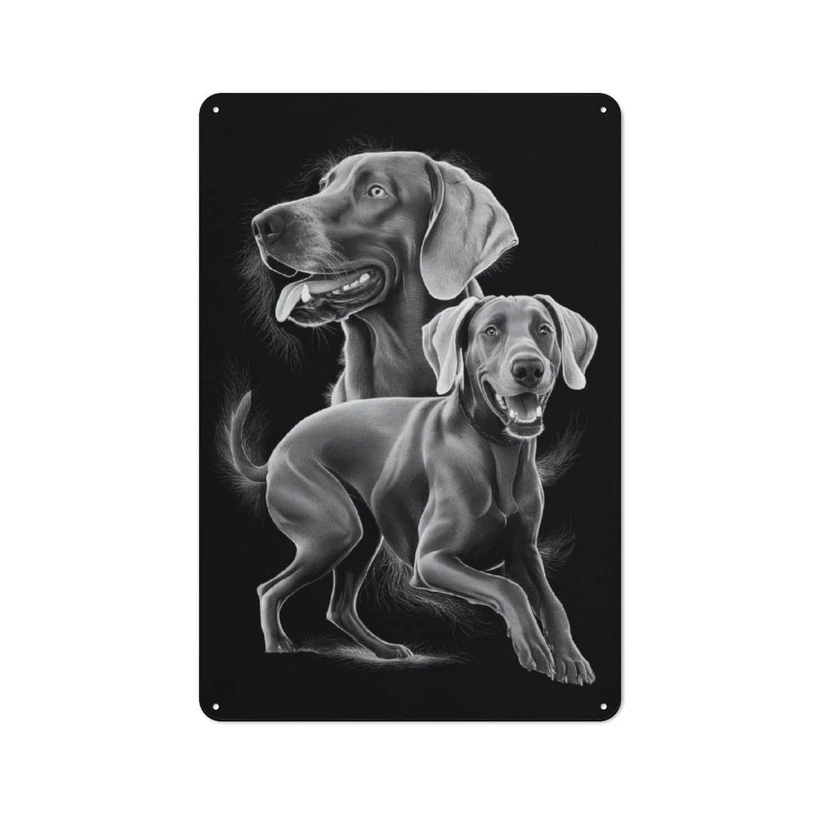 Junmoney Weimaraner Dog Portrait Metal Sign 30X20cm With For Hallway Wall, Retro Decor, Suited To New Home Decorators