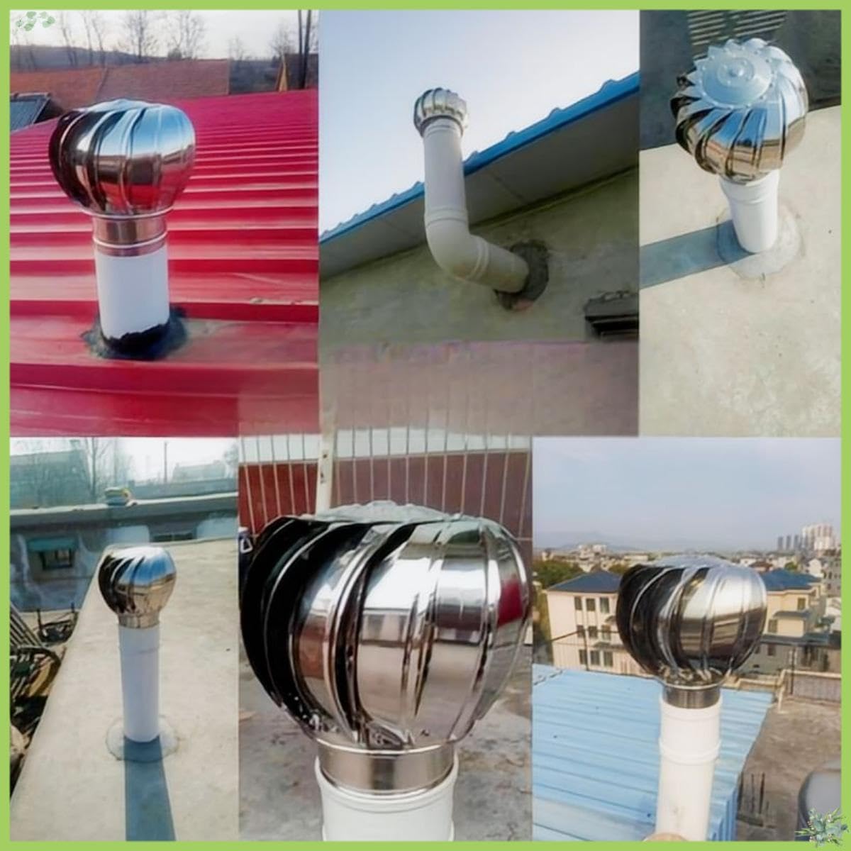 Extractor De Humos Chimenea Acero Inoxidable 110mm-500mm Sombrero Eolico Giratorio Chimeneas, Para Cocina BañO Garaje VentilacióN Del Techo(350mm/13.8in)
