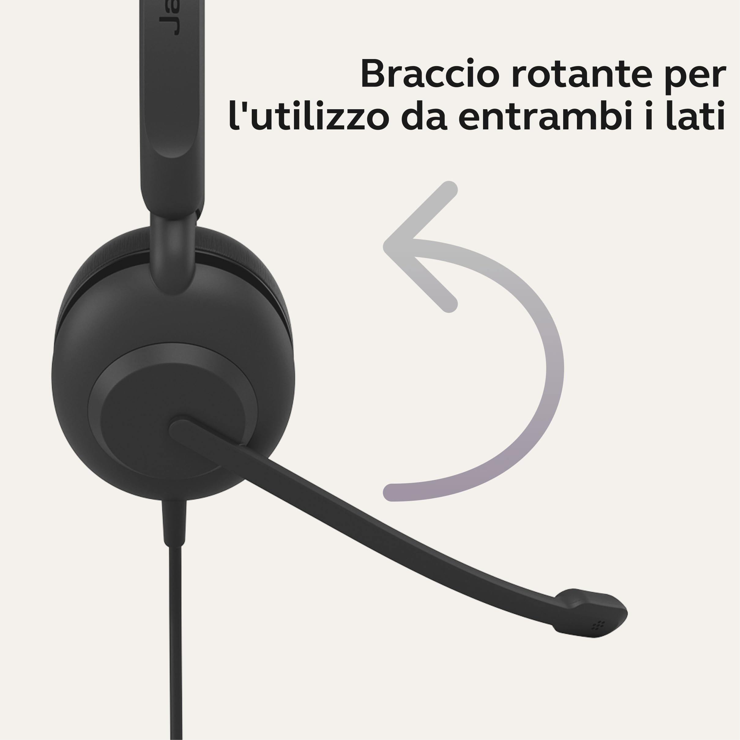 Jabra Novità Evolve 10 Cuffie - con microfono con cancellazione del rumore per PC/laptop - USB-A - Certificazione TCO - Leggere - Controlli per chiamate/volume per riunioni online - Nero