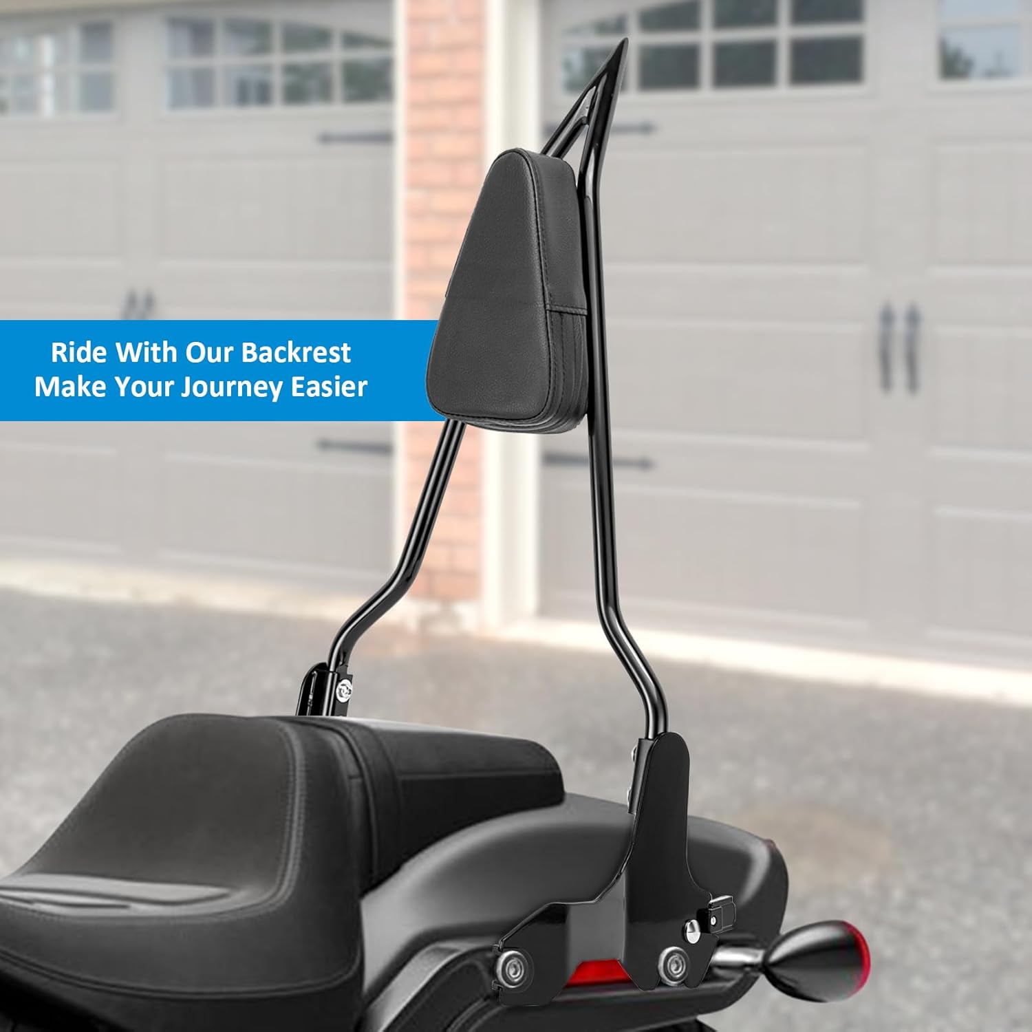 Wsays 24" Tall Sissy Bar Detachable Rear Passenger Backrest Quick Release Gloss Black Compatible with Harley Softail Fat Bob FXFB 114 FXFBS 2018-2024