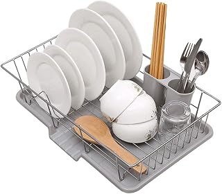 Dish Drainer Rack Dish Drying Rack Dish Drying Rack with Removable Drip Tray Cutlery Holder Draining Board Kitchen Sink Shelf
