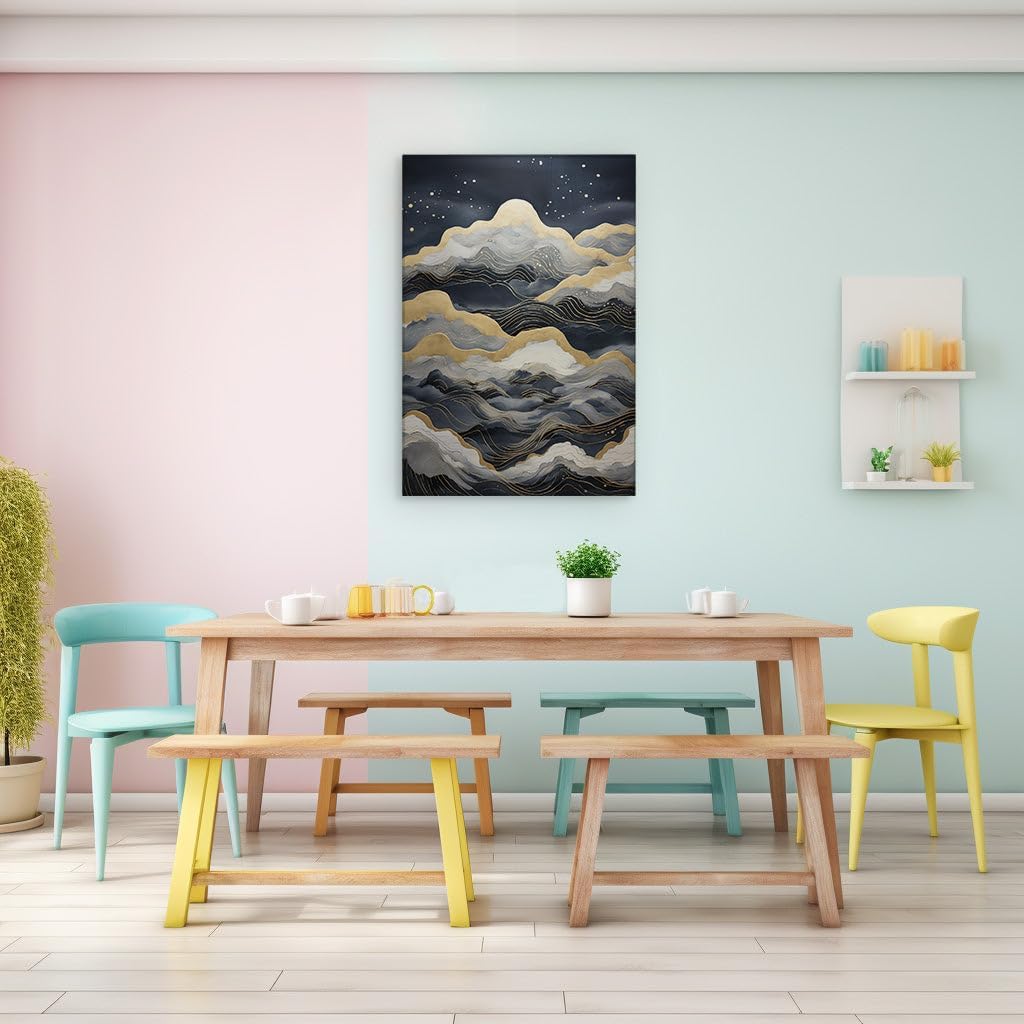 Canvas for Living room. Mystic Midnight Majesty: Unveiling the Luxe Aura of a Nocturnal Dreamscape, 27 x 18 inch Canvas Wall Art - Inspirational Office Decor - 69x46 cm (27x18 inch)