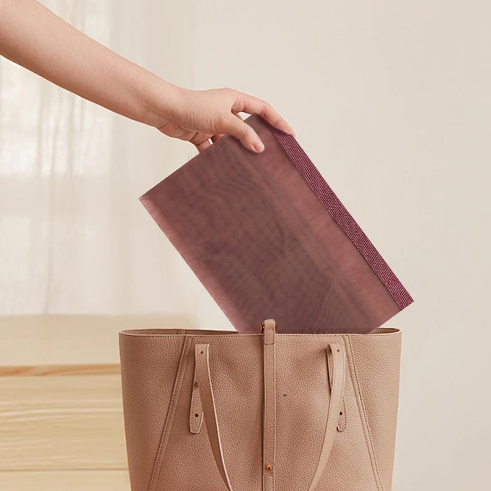 Organizador de bolso, 6 compartimentos, ultra ligero, de malla transparente, organizador de bolsas con mano y botón a presión, inserto organizador para almacenamiento de viajes, bolso (gris, 7