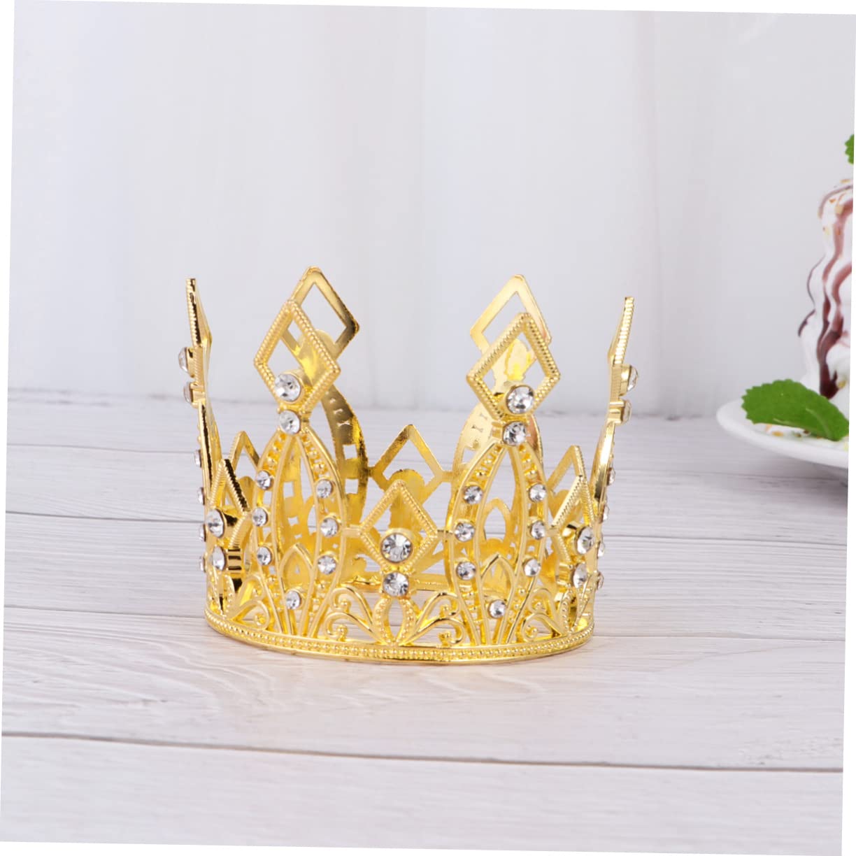 LABRIMP 2pcs Cake Crown Ornaments for Tiara Cake Topper Gold Little Girl Headbands Party Wedding Decor Miniatures Rhinestone Small Diamond Dessert Crown Decor Toy Birthday Cake