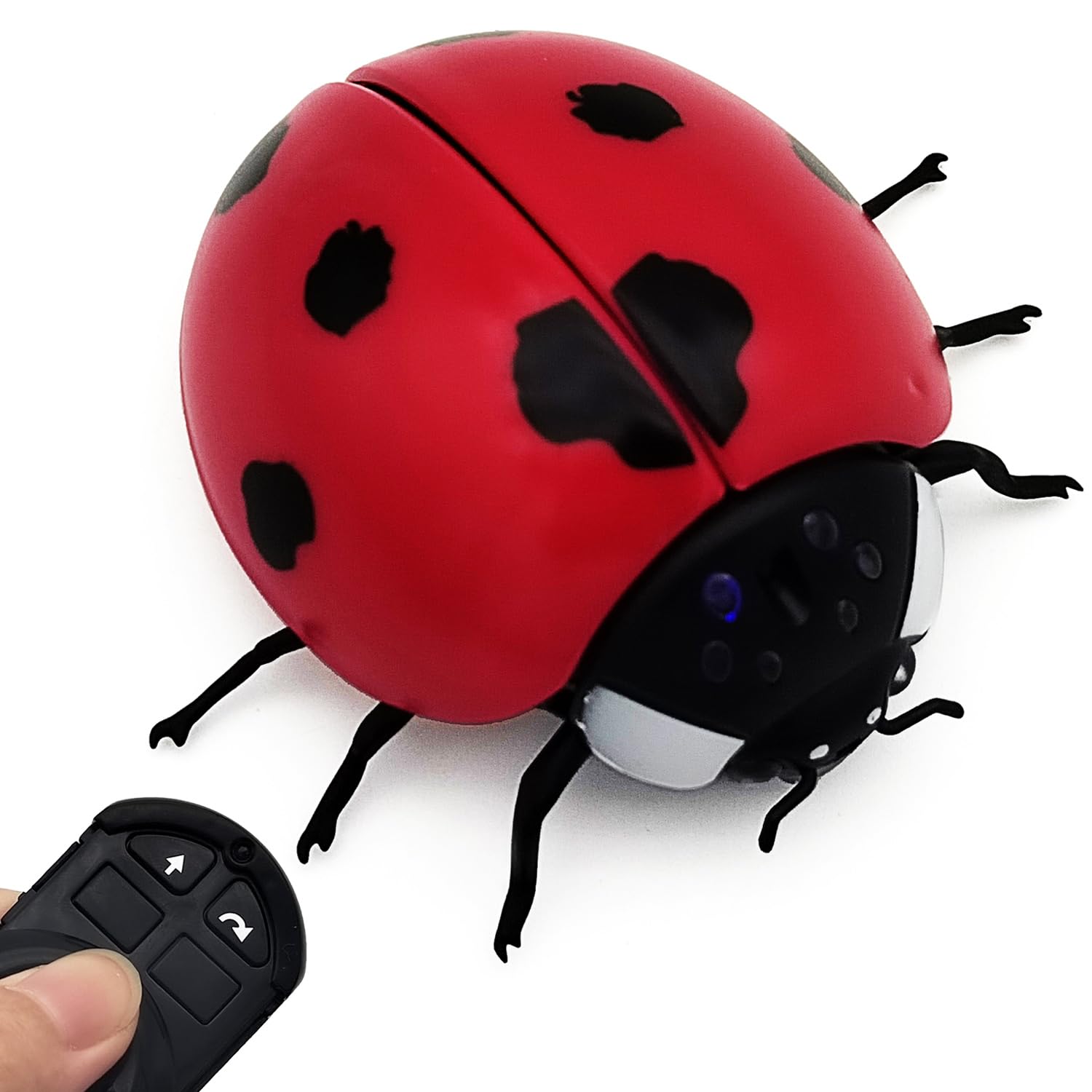 Tipmant Realistic RC Ladybug Remote Control Insect Animal Vehicle Car Prank Toys Pet Cat Dog Teasing Kid Birthday Gifts
