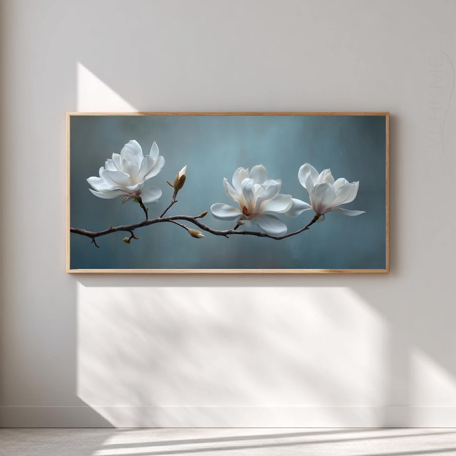 YLHKME Bilder Auf Leinwand, Magnolie Blumen (80X160CM,A-Ungerahmt) | Leinwandbilder Kunstdruck Wandbilder Für Wohnzimmer Schlafzimmer Wohnkultur Deko