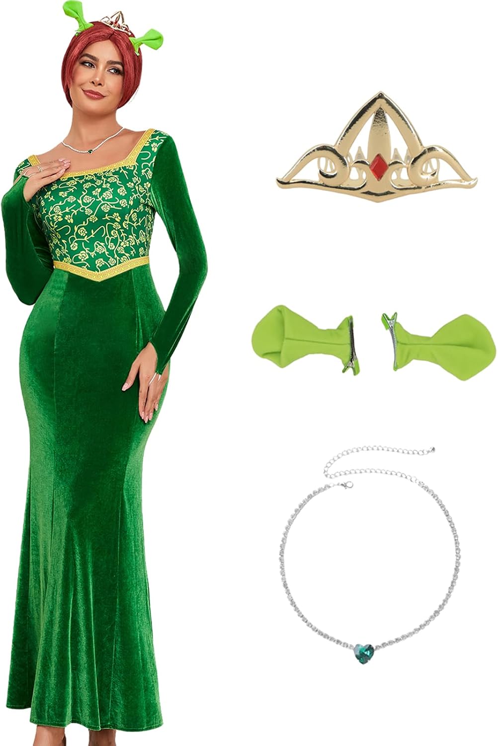 green emerald velvet dress The Fiona Dress main image 1