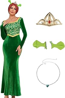 Fiona Costume for Women Princess Dress Adult Long Sleeves Green Dress Gown Dress Halloween Cosplay Party Outfit - Buy now