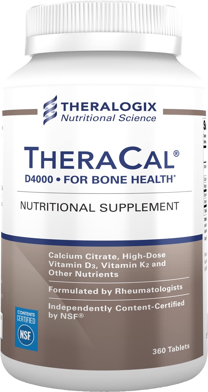 TheraCal D4000 Bone Health Supplement with Calcium, Vitamins D3 & K2, Magnesium and More | 90 Day Su