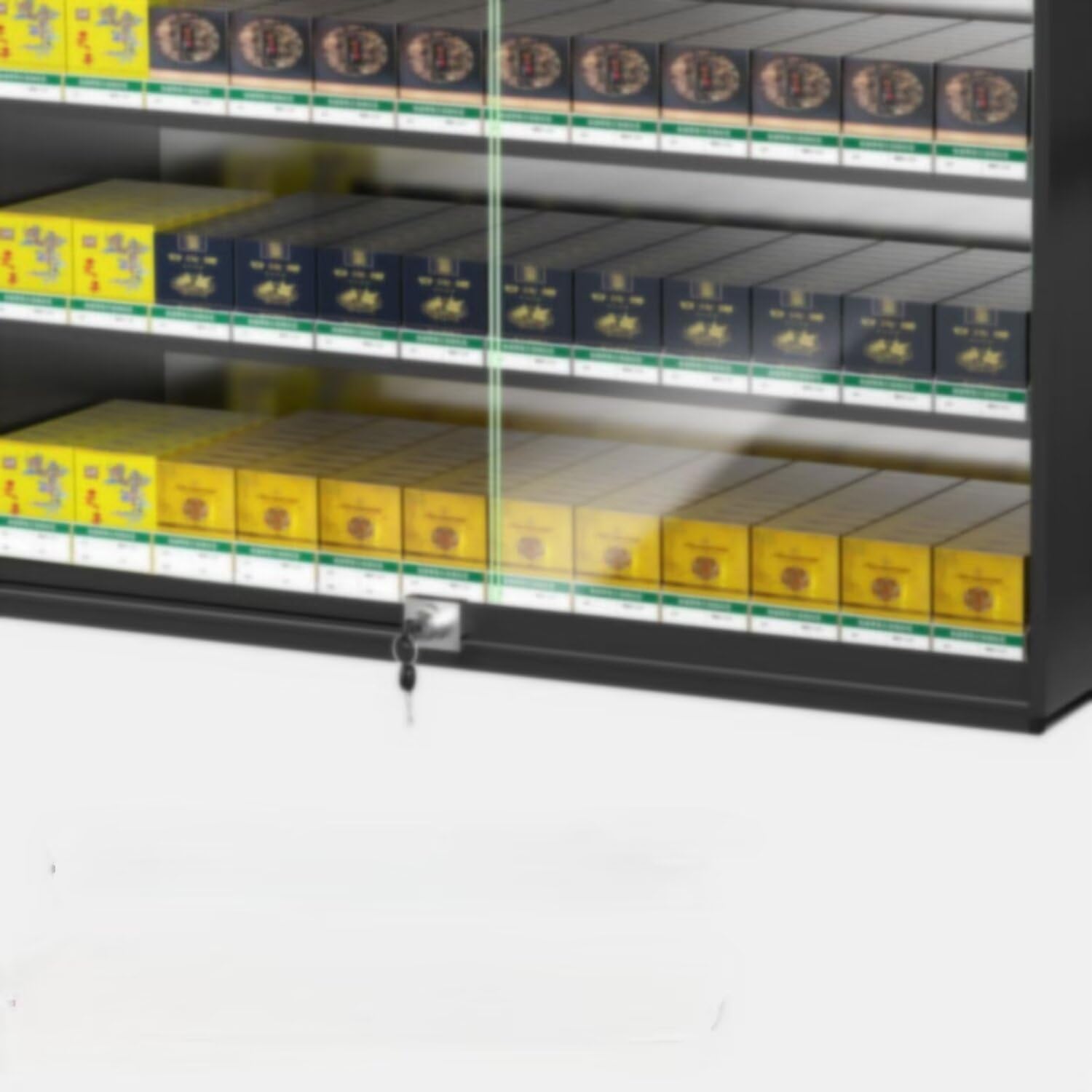 ROE DEER Metal cigarette display frame, Lockable Cigarette Storage Shelf, Wall Mounted Cigarette Rack, Convenience Store Cigarette Shelf, Cigarette Display Holder(Color : Black, Size :80.5x28.8x60cm)