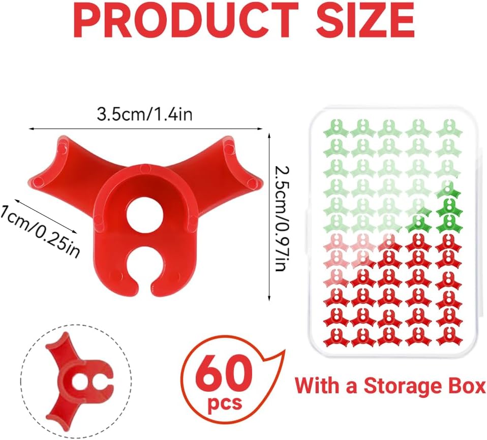 60PCS Plant Training Clips, 90 Degrees Bud Trainer Clips Low Stress Training Clips Bud Bender for Plant Gardening (Red+Green) image 2