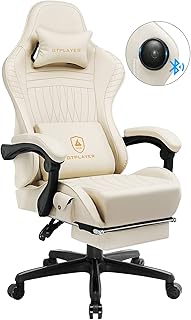 GTPLAYER Gaming Stuhl, Ergonomischer Gaming Sessel Schreibtischstuhl PC Gamer Racing Stuhl mit Fußstütze Lautsprecher Musik Bürostuhl bis 150kg belastbar