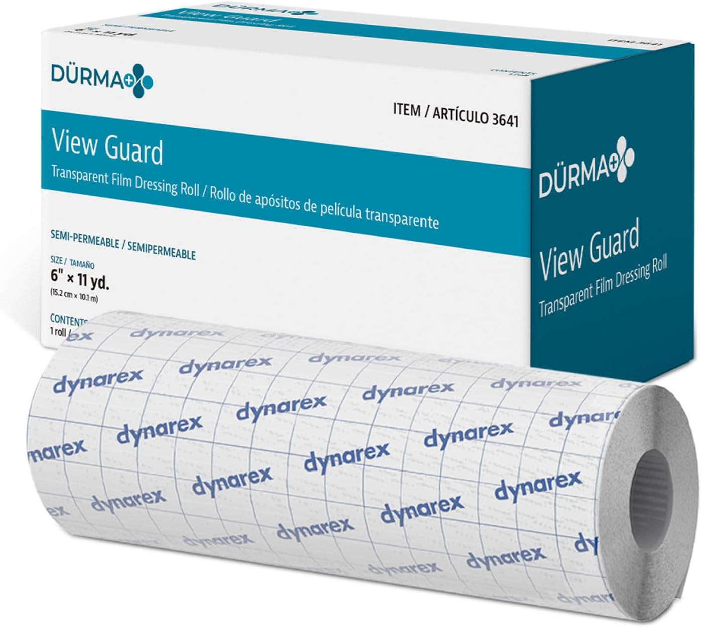 Dürma+ View Guard Transparent Film Dressing Roll - Tattoo Aftercare Bandage, Flexible Wrap for Skin Protection, Waterproof Breathable, 6" x 11 yd., 1 Roll