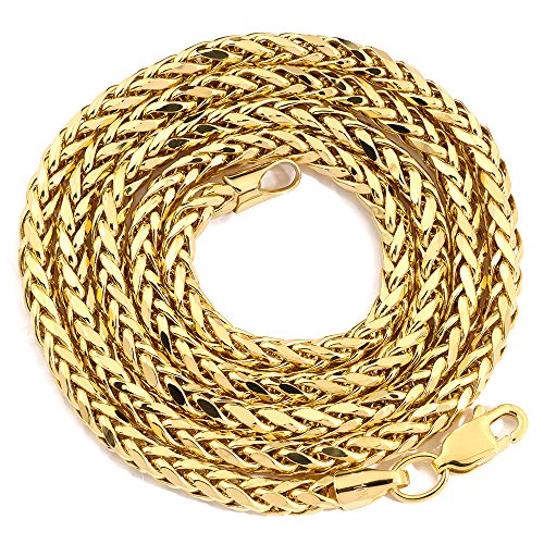 Lovebling 10K Yellow Gold 3Mm 20" Wheat, Palm Chain Necklace With Lobster Lock #TOP3