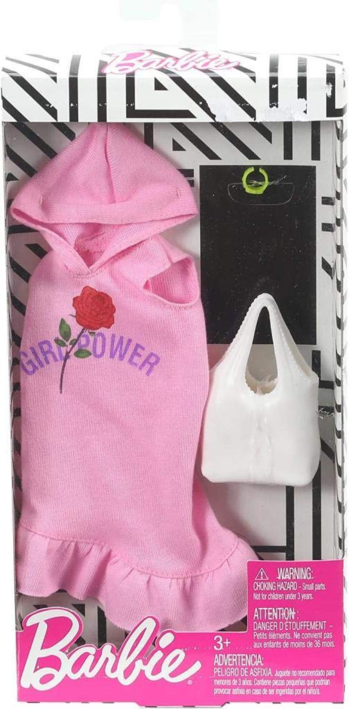 Barbie Clothes: Pink Hoodie Dress, Plus 2 Accessories Dolls, Gift for 3 to 7 Year Olds, GHW77