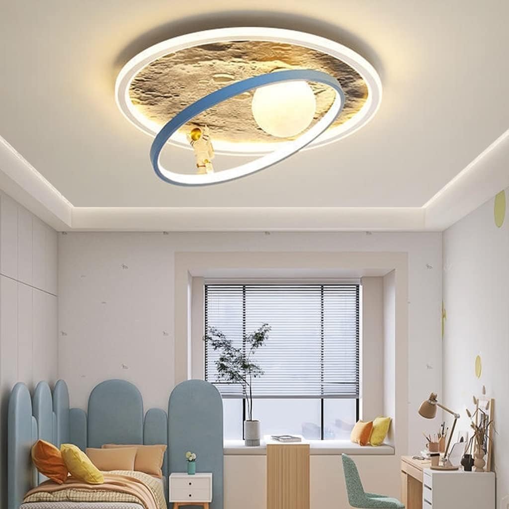 Harpochten LED Ceiling Light Modern Ceiling Lamp Dimming with Remote Control 3000K-6000K Children's Room Lamp Baby Bedroom Decorative Moon Surface Astronaut Design Chandelier Children's Room Ceiling(4