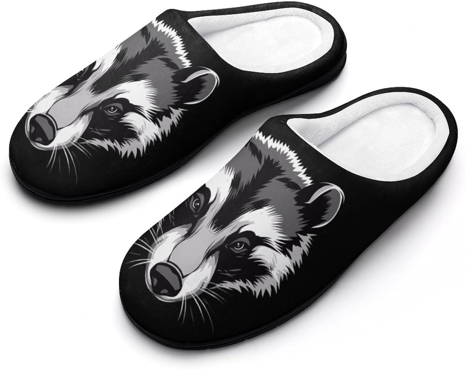 Funny Badger Animal Women's Cotton Slippers with Memory Foam Sole Slip On House Shoes Outdoor Indoor