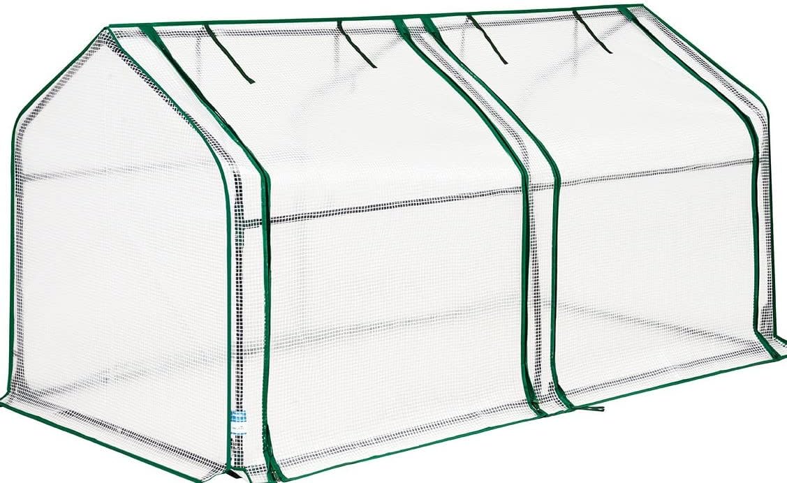 QuictentMini Greenhouse, Mini Portable Green House w/PE Cover, Waterproof UV Protected Reinforced Cloche Indoor Outdoor Green House 71" W x 36" D x 36" H (White)