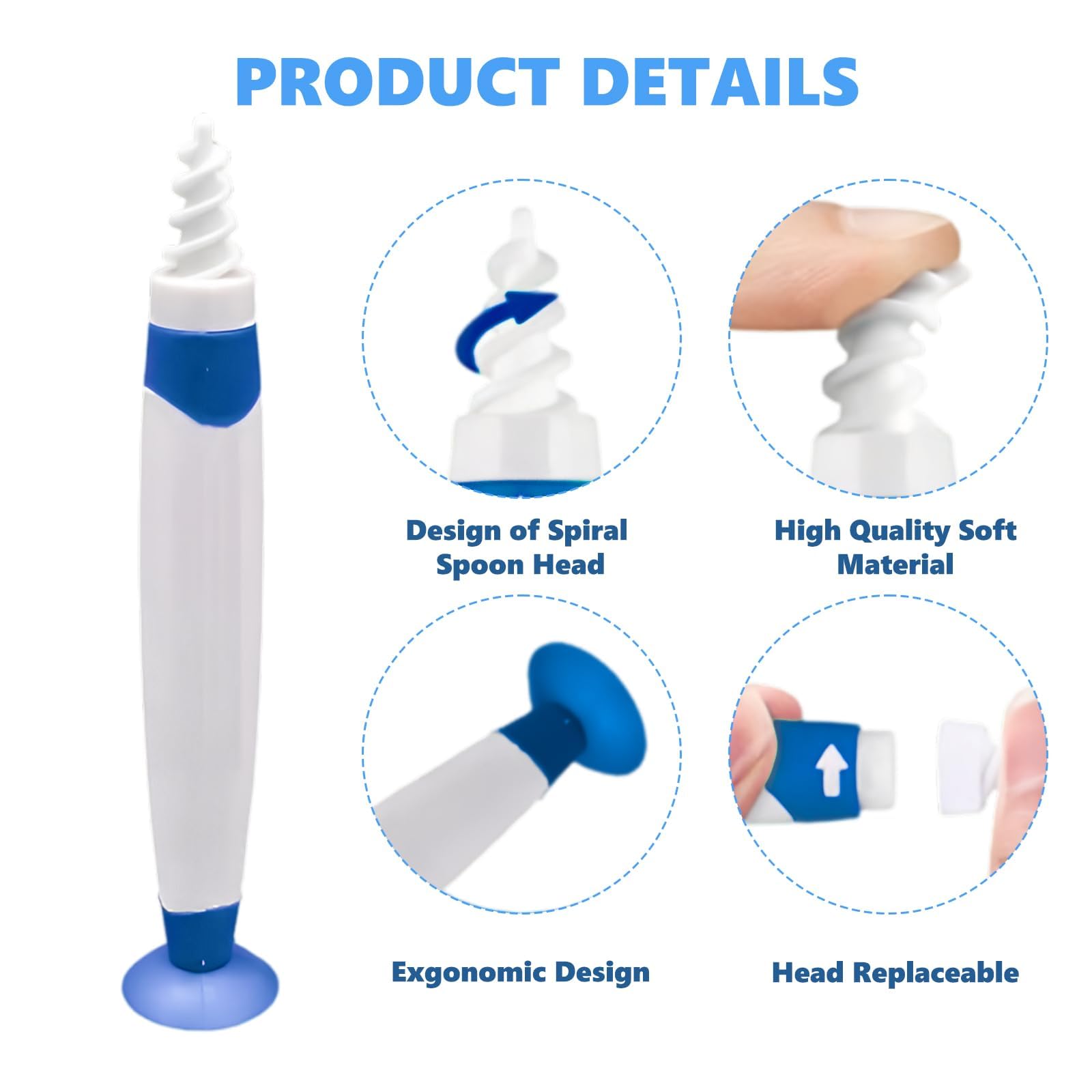 Nettoyeur Oreille, Spiral Ear Cleaner, Cire D'Oreille Remover, Nettoyage Oreille et 16 Embouts Lavables Kit, Adapté Aux Enfants et Aux Personnes