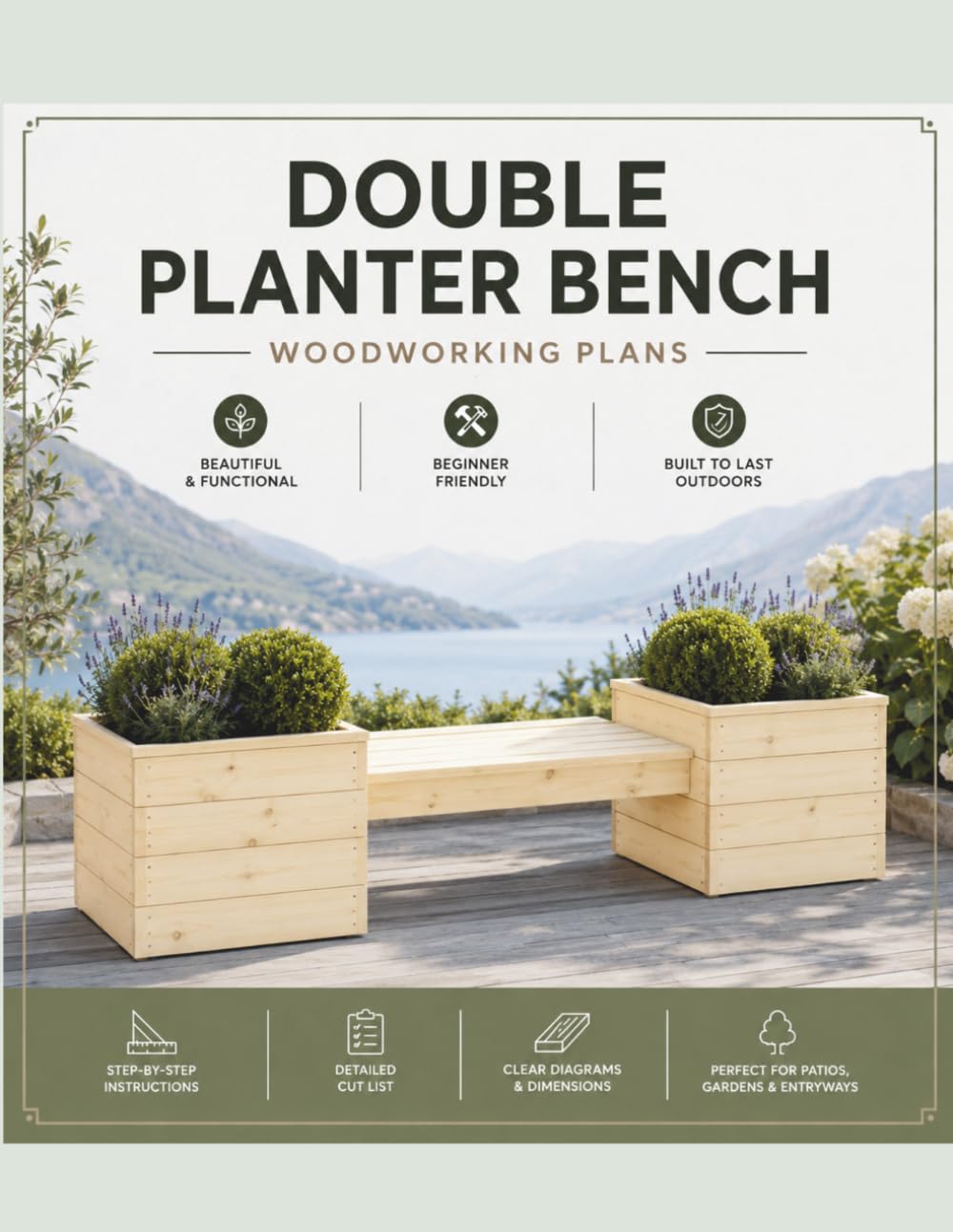 Double Planter Bench Woodworking Plans: Step-by-Step DIY Outdoor Bench With Integrated Cedar Planters, Cut List, Dimensions and Beginner-Friendly Instructions