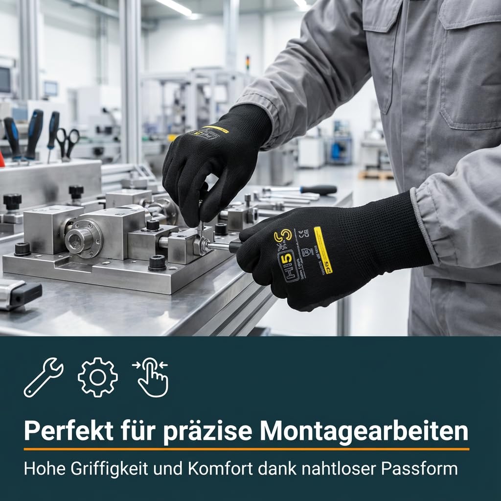 Hi5 X-Super S Arbeitshandschuhe 4121X – 13G Polyester – sandig-raue Nitrilbeschichtung – hoher Nass- & Öl-Grip – EN 388 – schwarz (L, 120, stück)