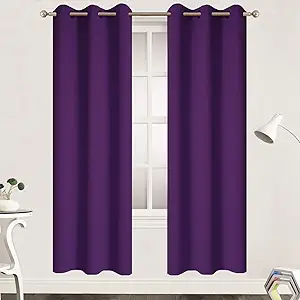 Yakamok Blackout Curtains Room Darkening Thermal Insulated Grommet top Window Curtains for Living Room, 38 x 72 Inch, Purple, Set of 2