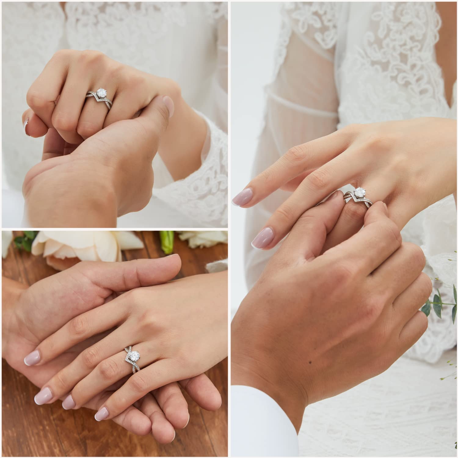 MomentWish Anillos de Boda, Moissanita Diamante Anillo Plata Mujer, con Certificato Gra, S925 Anillo Compromiso Mujer, Regalos de Pedida de Mano