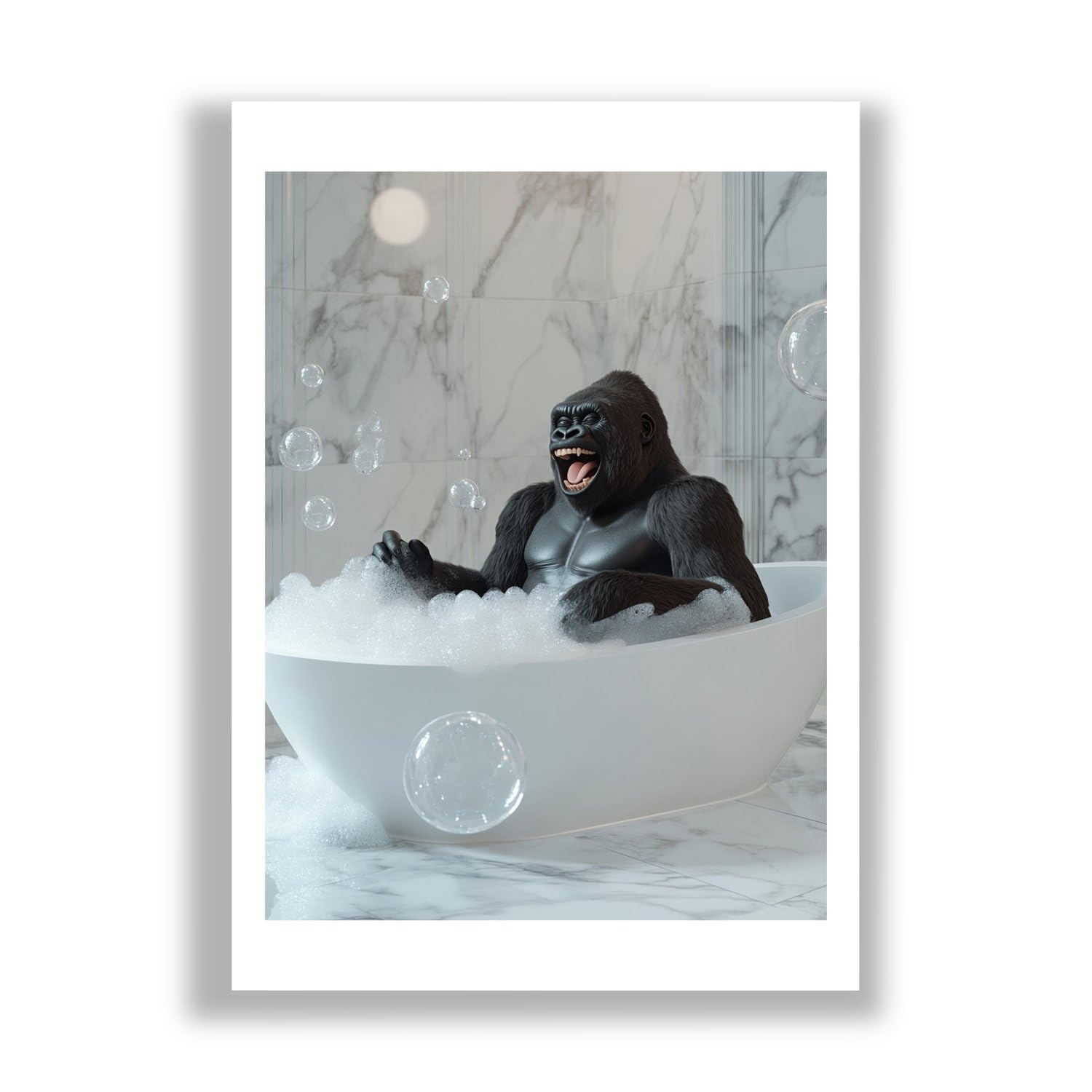 Gorilla dans le bain impression d'art mate extra large poster decoration murale