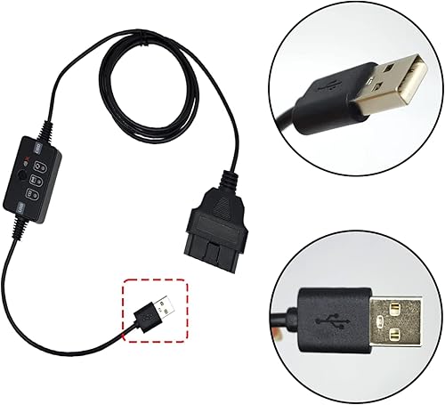 Miniatura 3 de JEUCLEL Conector OBD II para vehículo alimentado por USB, ahorro de memoria con zumbador, cable de fuente de alimentación de emergencia ECU para