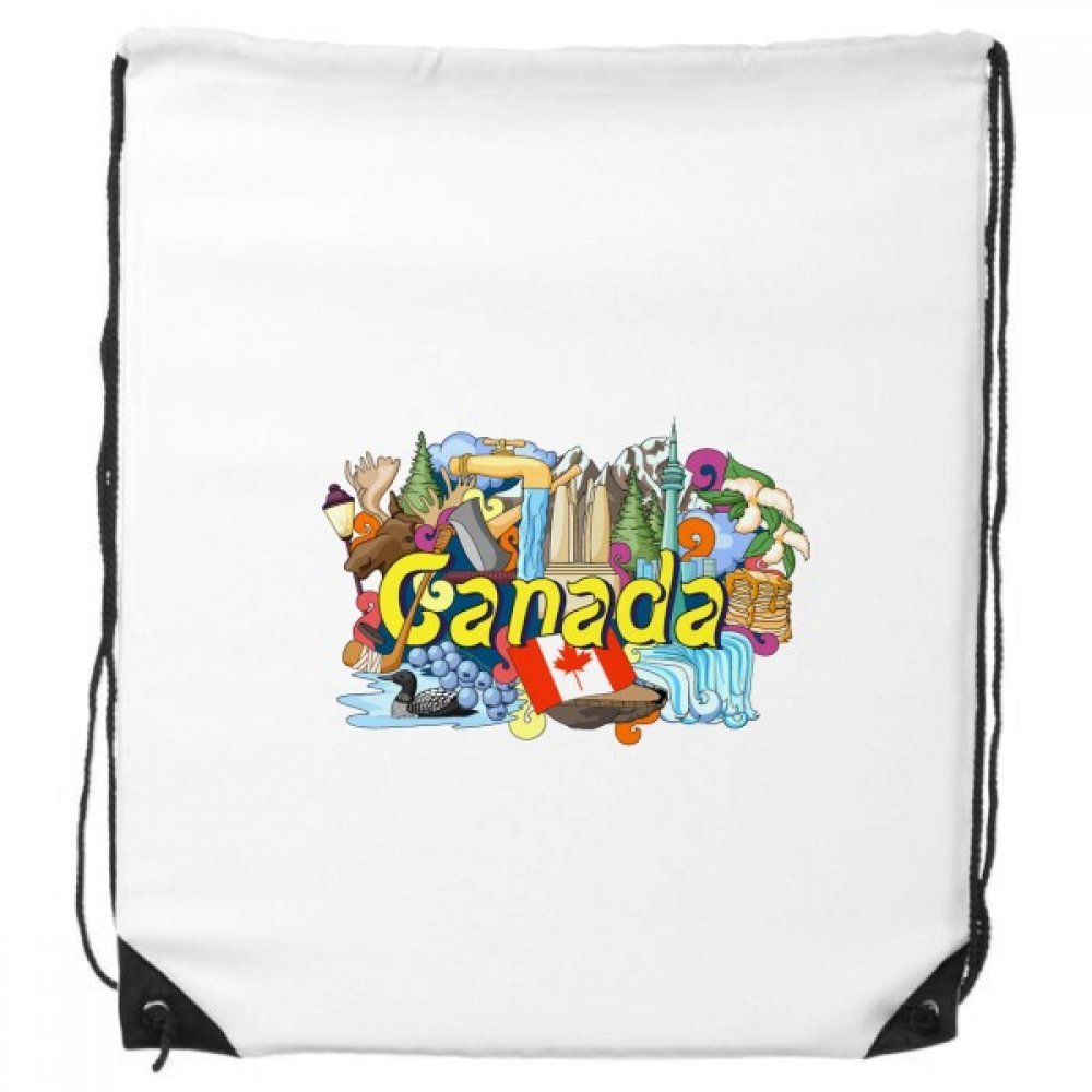 DIYthinker Rocky Mountains Cn Tower Maple Canada Graffiti Drawstring Backpack Shopping Gift Sports Bags One_Size MultiColor