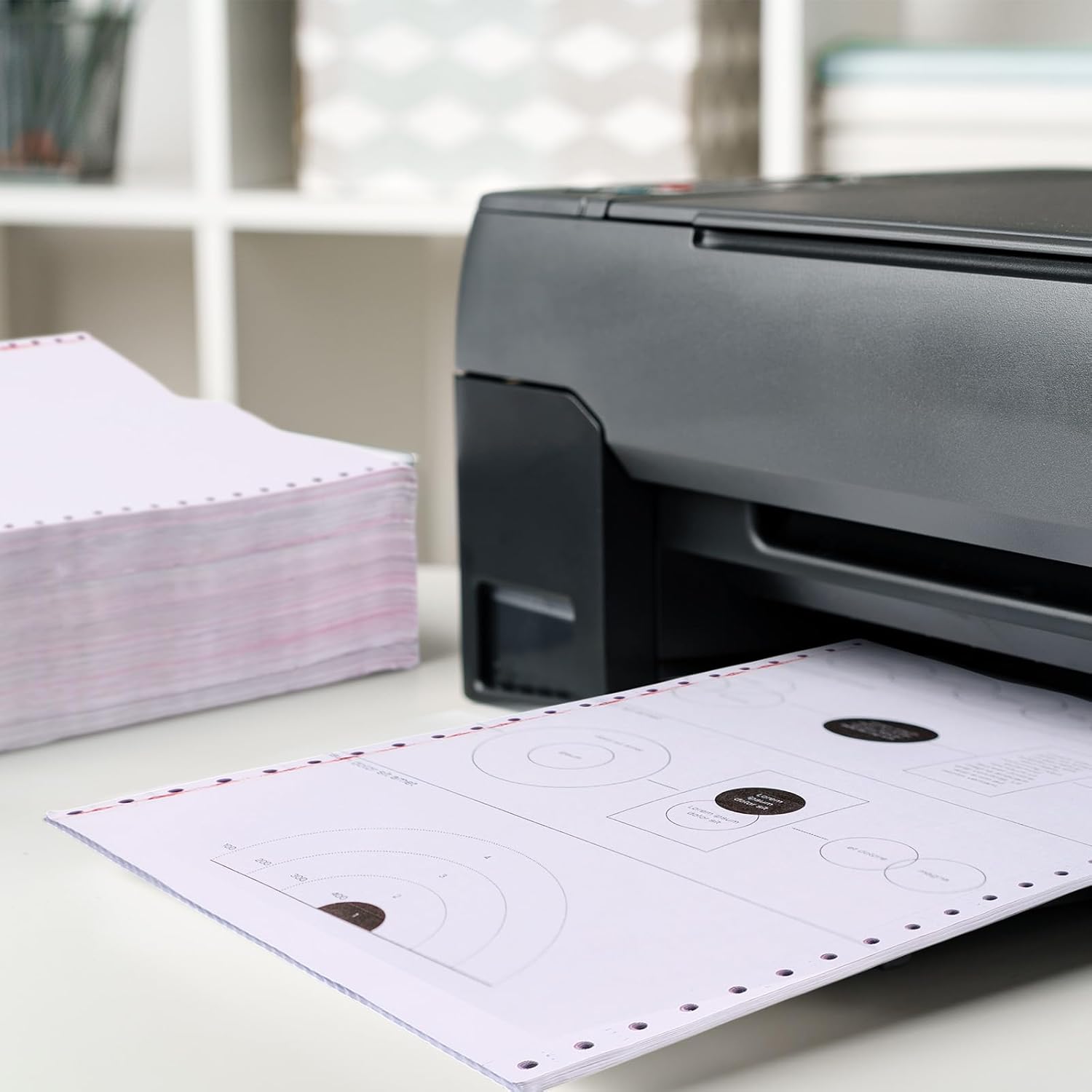 Affrolling 1600 Counts Continuous Feed Computer Paper Bulk 9-1/2'' x 11'' 2 Part Fanfold Left and Right Margin Perforated Carbonless Dot Matrix Printers Computer Plain Copy Paper White/pink Color