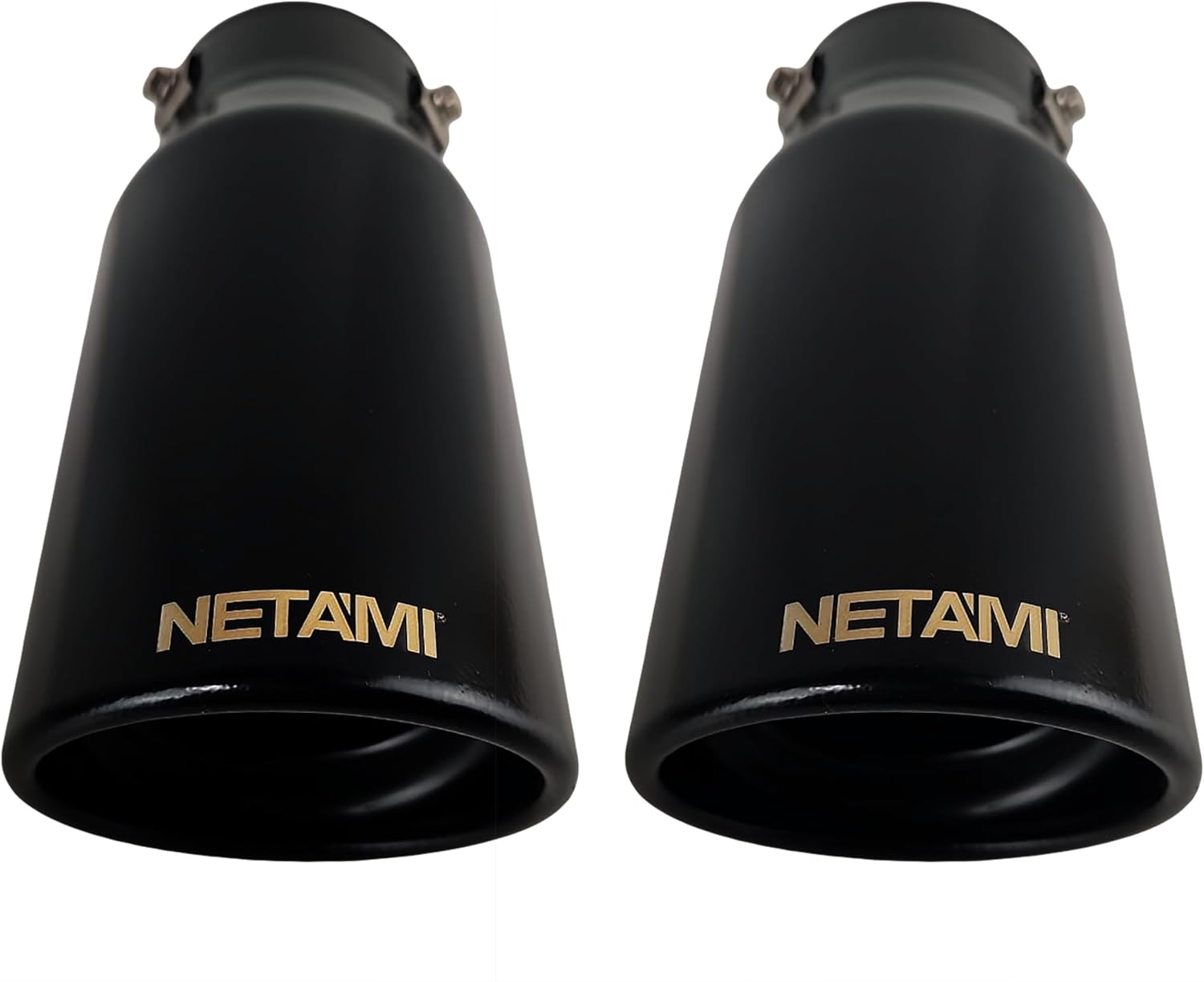 NETAMI Universal Exhaust Tip Stainless Steel Resonated Matte Black Bolt-on 2 Pack