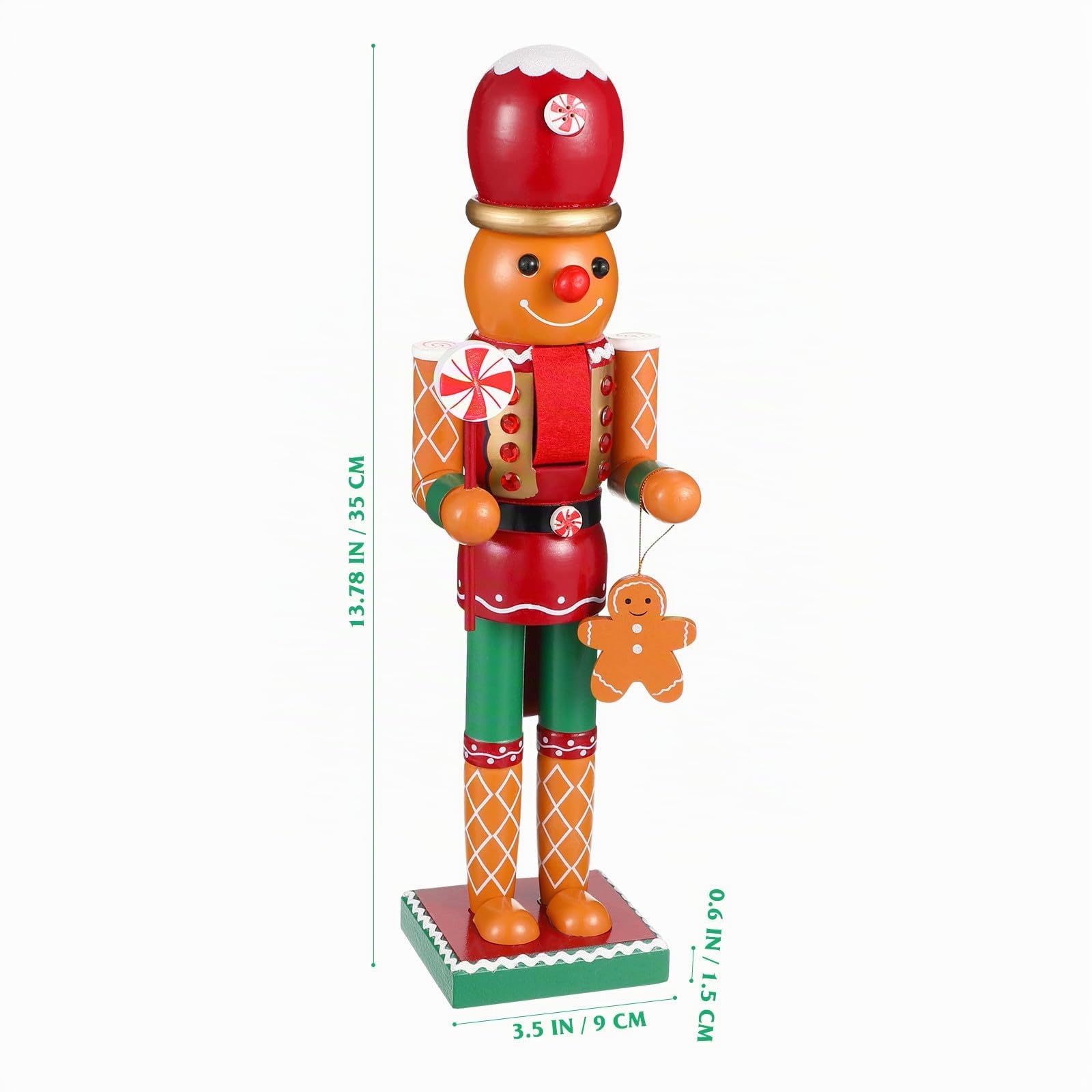Hemobllo Nussknacker Figur Groß, 35 cm Lebkuchenmann aus Kunststoff mit Kochmütze – Weihnachtsdeko für Wohnzimmer & Festtisch – Geschenk für Familie & Freunde