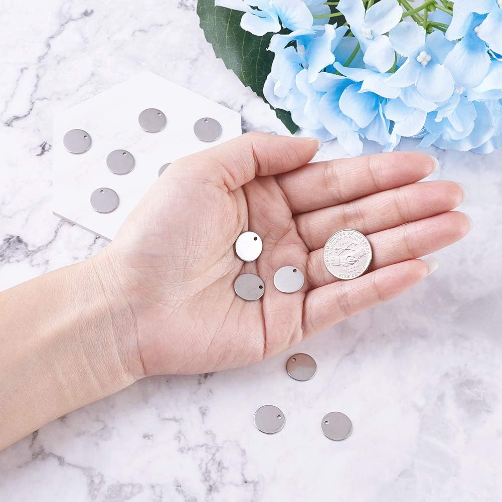 FASHEWELRY 100Pcs Stainless Steel Round Stamping Blanks 13mm Tiny Coin Disc Tag Charms Pendants for Jewelry Making Hole:1mm - Image 3