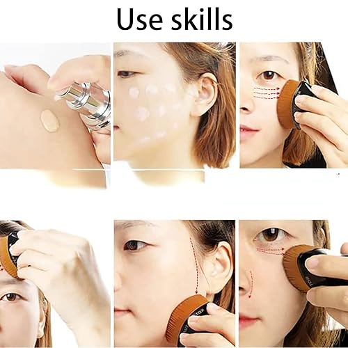 Miniatura 6 de MENGHUONIAN Brochas para Base De Maquillaje Cepillo De Maquillaje Con Tapa Plana con estuche de almacenamiento Brocha de base Kabuki de parte