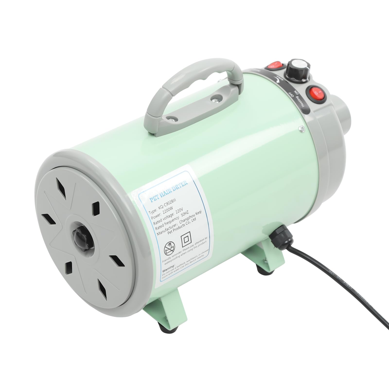Sèche-cheveux pour chien avec 4 buses – 2200 W – Souffleur professionnel pour chiens et chats (vert)