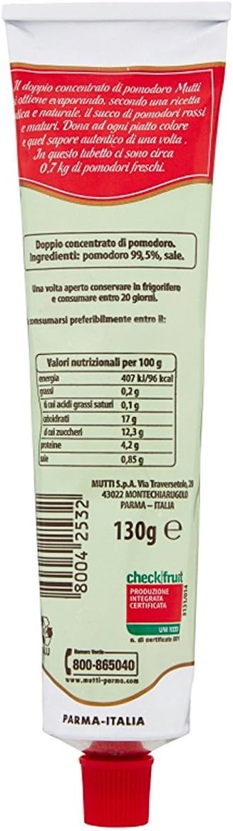 Mutti Doppio Concentrato Double Concentrated Tomato Sauce 130gr 4.58oz, Pack of 4