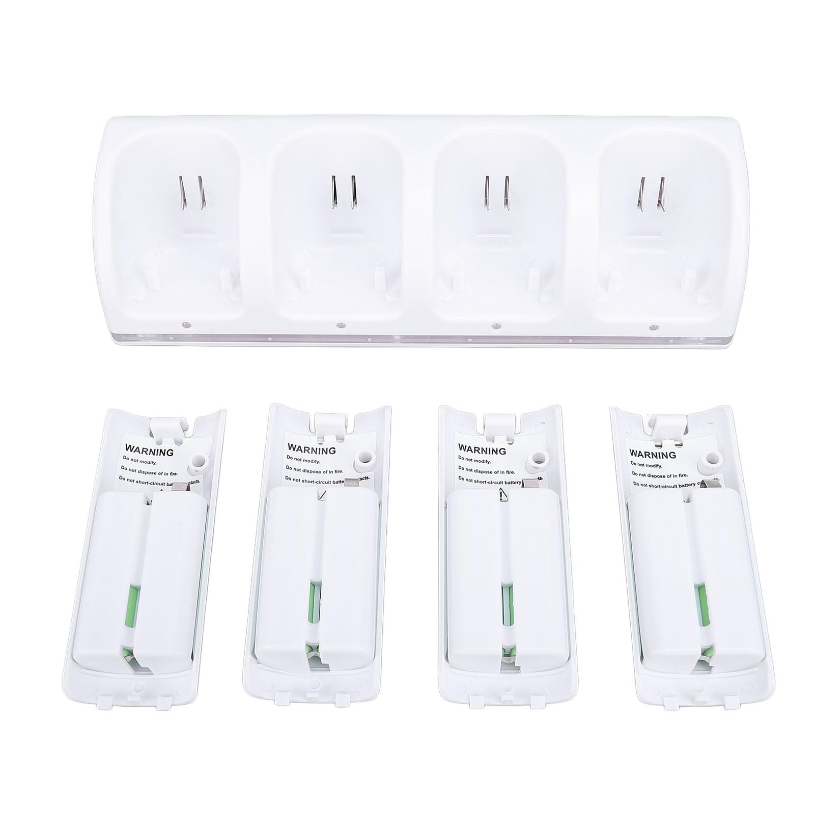 Caricatore per Telecomando, Stazione Dock di Ricarica 4 in 1 con Batterie Ricaricabili 4 Pezzi da 2800 MAh, con Indicatori Luminosi a LED, per Telecomando (WHITE)