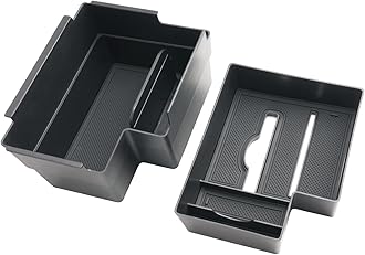 Coleya Double Layer 2020-2025 Explorer Center Console Organizer for Ford Explorer All Trims (Active/ST-Line/Platinum/ST), Durable ABS Plastic 2023 2024 2025 Explorer Armrest Tray, Tissue Box Holder