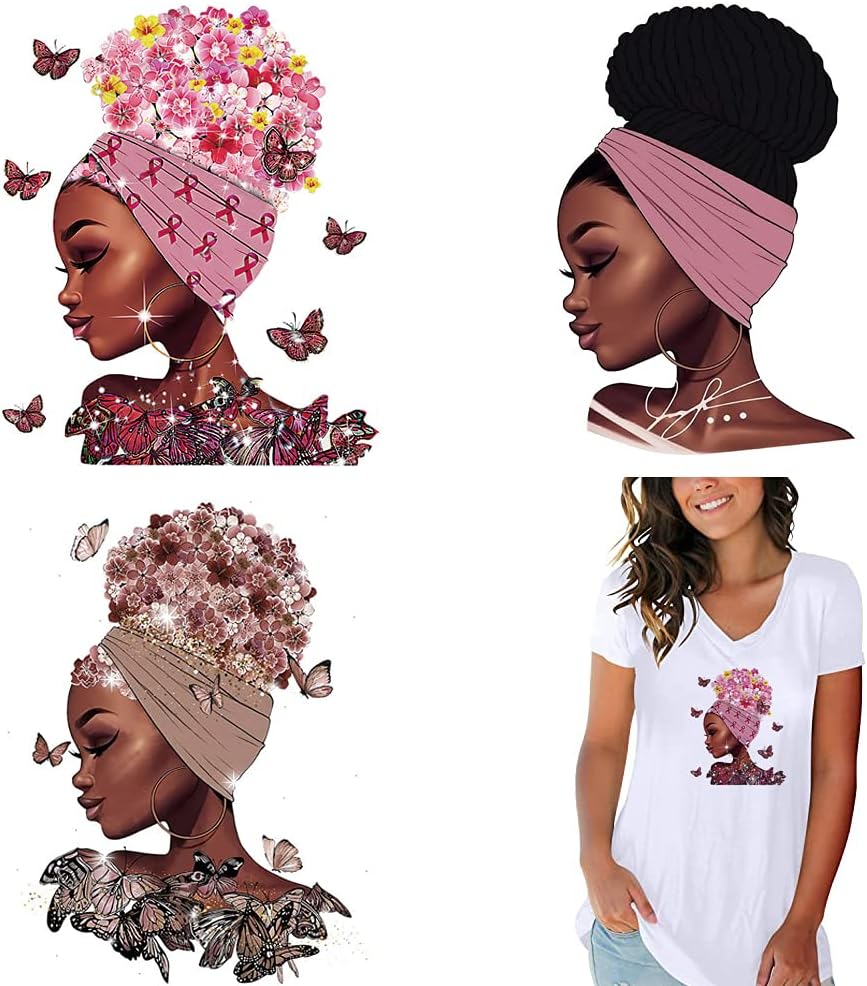 Black Women Iron On Patches for Clothing Afro Women Design Heat